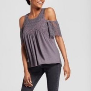 Xhilaration Blouse XS Slate Lace NWOT